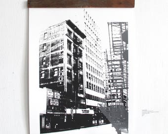 Great Western Building Downtown Los Angeles Screen print - Reclaimed Frame - DTLA Art - City Artwork - Modern Print