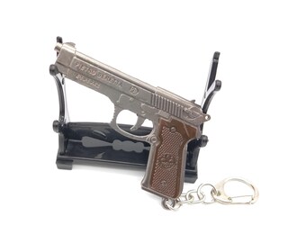 PUBG Beretta P92 Pistol Replica Keychain, Video Game Collectibles, Gamer Boyfriend Gift, Miniature Metal Gun
