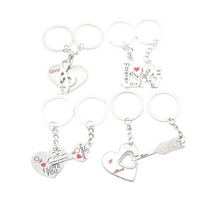 Llavero de pareja con forma de corazón, te amo por siempre, 2 llaveros de pareja a juego, regalos de San Valentín
