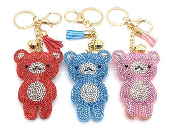 Porte-clés Ours Bleu Princesse En Cristal – Corée – Neuf Sans Emballage