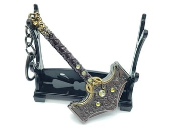 Kriegsgott Ragnarok Schlüsselanhänger | Thors Mjölnir Hammer Nachbau | Kratos Waffe, Geschenk für Gamer und Sammler