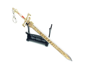 Elden Ring Sword Replica Night and Flame Keychain, Video Game Collectibles, Gamer Boyfriend Gift, Miniature Metal Weapon Gaming Decor