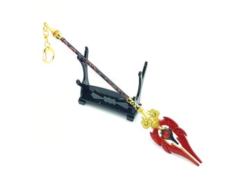 Genshin Impact Staff of Homa Replica Keychain, Video Game Collectibles, Gamer Boyfriend Gift, Miniature Metal Spear