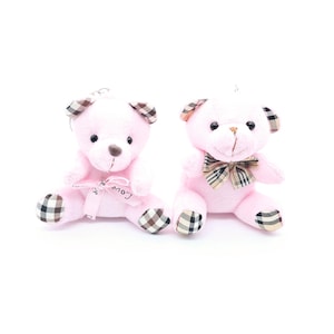 Pink Teddy Bear Keychain, Cute Bear Keychain, Toy Handbag Accessory