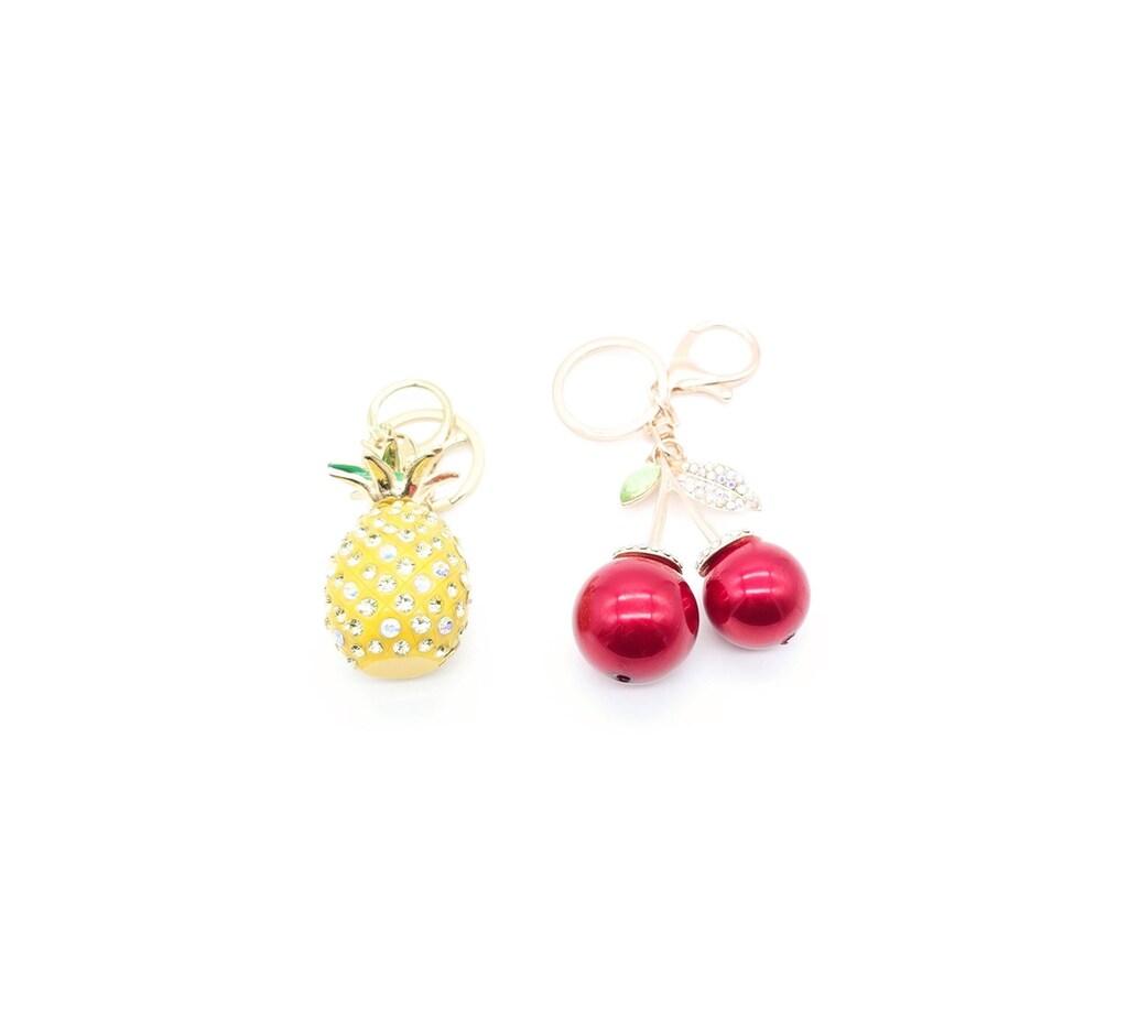 2 Portachiavi A Forma Di Ciliegia Con Ciondolo - Accessori Per Borse E Chiavi In Lega Di Zinco E Resina, Regalo Per Donna E Ragazza