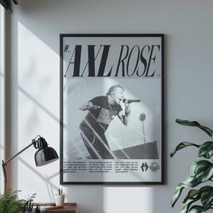 Pôster de Axl Rose para impressão para amantes da música | Decoração de rock vintage | Arte de parede para casa | Download instantâneo