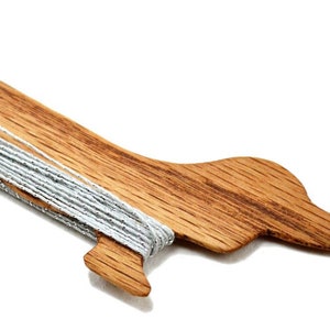 Dachshund Inkle Weaving Shuttle with Beveled Knife Edge Handcrafted from Red Oak