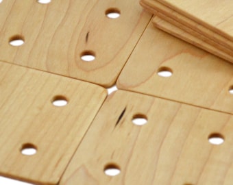 Juego de 10 tarjetas para tejer con tabletas, con 4 agujeros, hechas a mano en madera de arce.