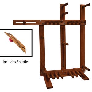 Floor Standing Inkle Loom with Shuttle Handcrafted from Red Oak