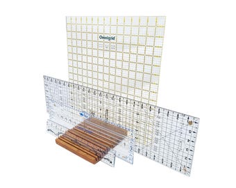 17 Slot Ruler Rack Organizer for Quilting and Sewing Handcrafted from Red Oak