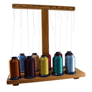 10 Spool Thread Stand for Sewing and Embroidery Handcrafted from Oak