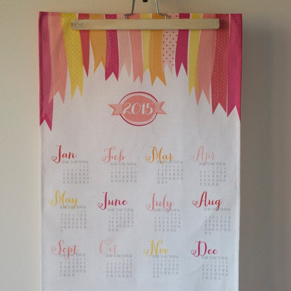 Raining Ribbons 2015 TEA TOWEL Calendar Wall Hanging