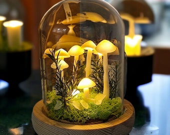 Lampe champignon blanche faite main - Lampe champignon forestier pour table de bureau | Cadeau d'anniversaire unique
