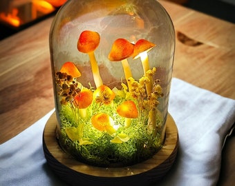 Forest Orange Yellow Mushroom Lamp | Handmade Illuminating Nature's Magic | Unique Gift Light