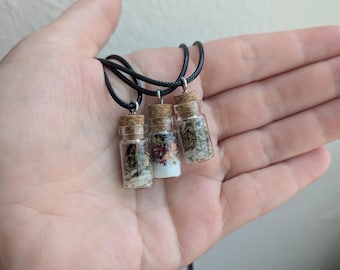 Mini Spell Jar Necklace, Witchy Intention Jewelry, Mystic Boho Bottle Necklace