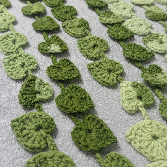 Crochet Boho Fake Ivy Vine: Variegated Handmade Wall Hanging Garland