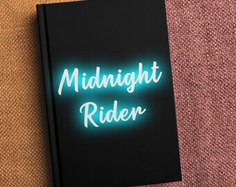 Midnight Rider Neon Journal, Retro Highway Travel Journal, Hardcover Lined Notebook