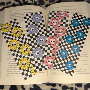 Skull Flower Bookmark, Halloween Lover Bookmark, Bookish Gift