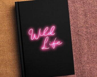 Wild Life Neon Light Aesthetic Journal, Travel Journal Lined Notebook