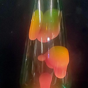 Rare Custom Made 27” Grande Lava Lamp Orange Lava Wax with Custom Gold Base with dimmer installed