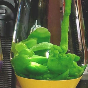 Custom Made27" Grande Lava Lamp: Custom Alien Green Slime, Yellow Base