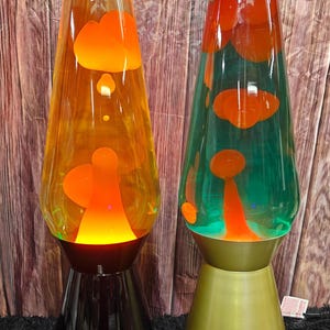 Rare Custom made 27” Grande Halloween Lava Lamp Bright Orange Lava in Yellow Master Fluid on a Black Base with exclusive custom installed