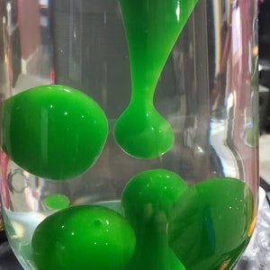Custom Made 27" Grande Lava Lamp: Alien Green Wax, Crystal Clear Fluid, Dimmer