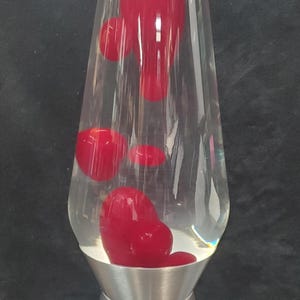 Custom Made  27" Grande Lava Lamp: True Red Lava, Silver Base, Dimmer