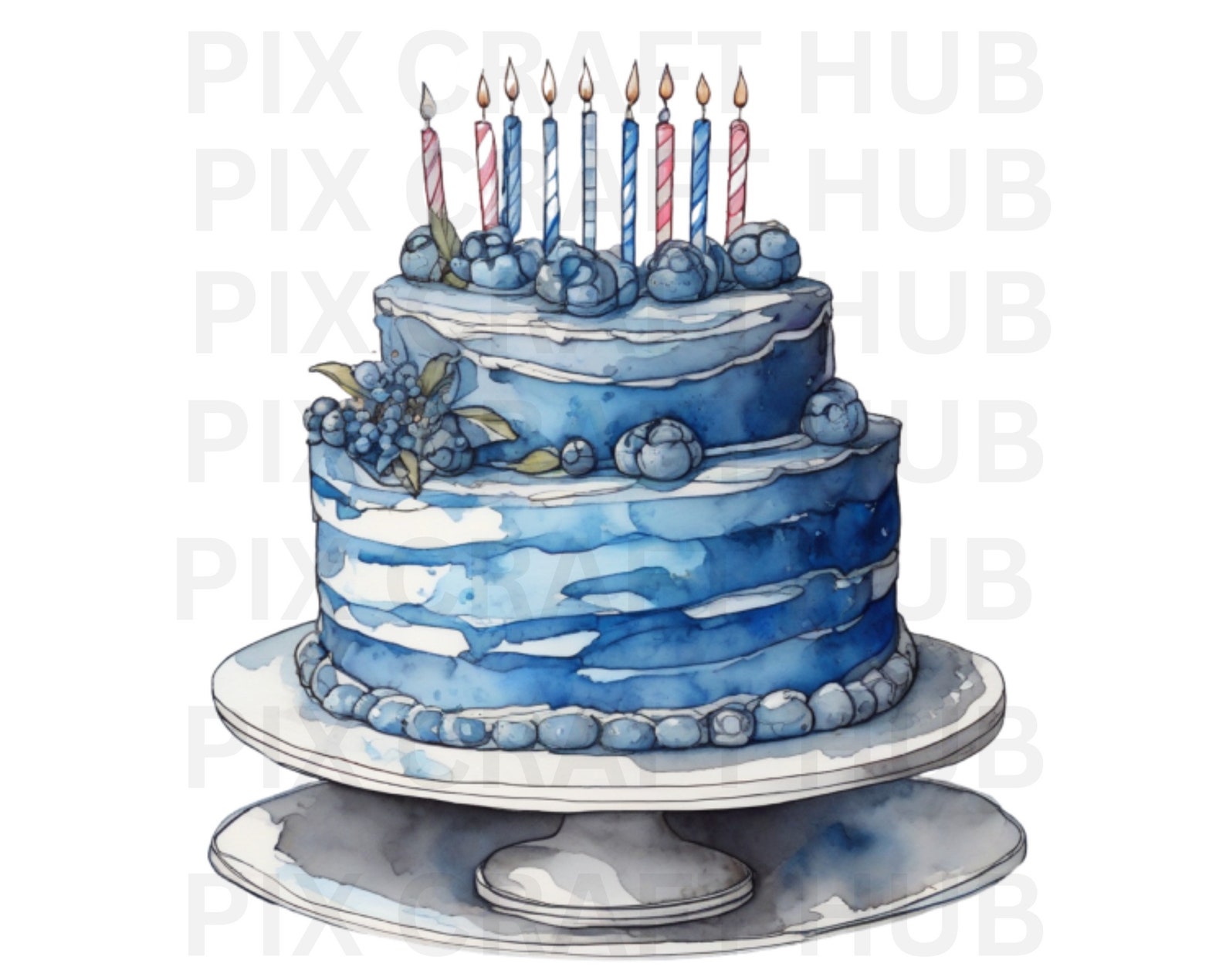 Blue and Black Tasty Tier Birthday Cake Clipart, Cake Clipart ...