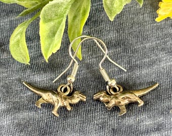 Metal Dinosaur Earrings