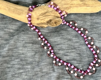 Purple Seed Bead Layered Necklace