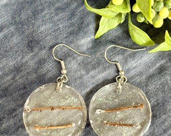 Mini REAL Mushrooms on Leaf Stem  Nature Resin Earrings