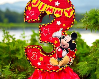 Mickey Mouse Number Pinata: Personalized Birthday Party Decoration