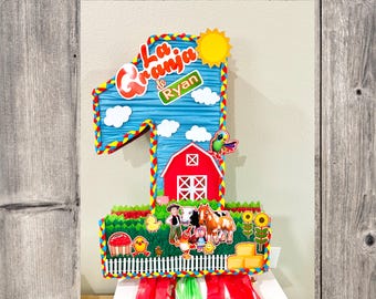 Farm number Pinata Zenon Fam Animals Barn Number pinatas from 1 to 9, farm animals pinata to decorate the party and photo with the children