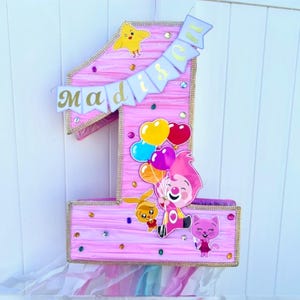 Plim Plim Pink pinata (1-9) clown circus party inspired plim plim cake topper personalized party decor circus party theme circus pink