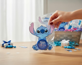 Stitch-themed party favors, gift card with Play-Doh, Stitch birthday party, Classroom gifts