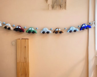 Felt Car Garland Car Bunting Car Theme Nursery Garland Automobile Garland gift baby shower party car decoration theme car toys car