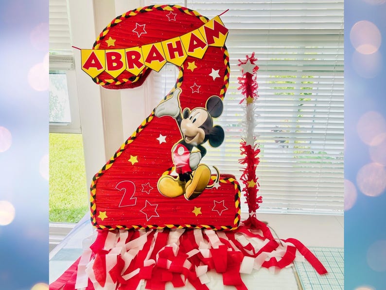 Mickey Mouse Number Pinata: Personalized Birthday Party Decoration image 3