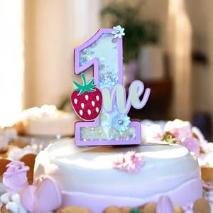 Strawberry Half Birthday Cake Topper - 1/2 Birthday Decor For 6 Month Baby Girl, Halfway To One