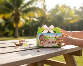 Baby Moana Party Favor Box: 3D Theme, 6.0" x 3.5"