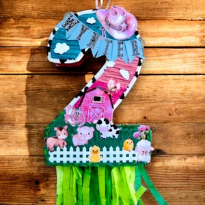 Farm pinata for girl&#39;s pink farm pinata cowgirl pinata animal pinata rodeo pinata number pinata from 1 to 9 personalized pinatas farm theme.