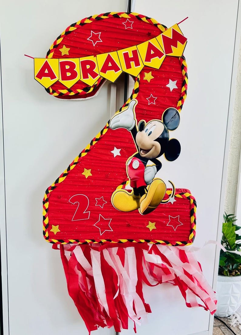 Mickey Mouse Number Pinata: Personalized Birthday Party Decoration image 9