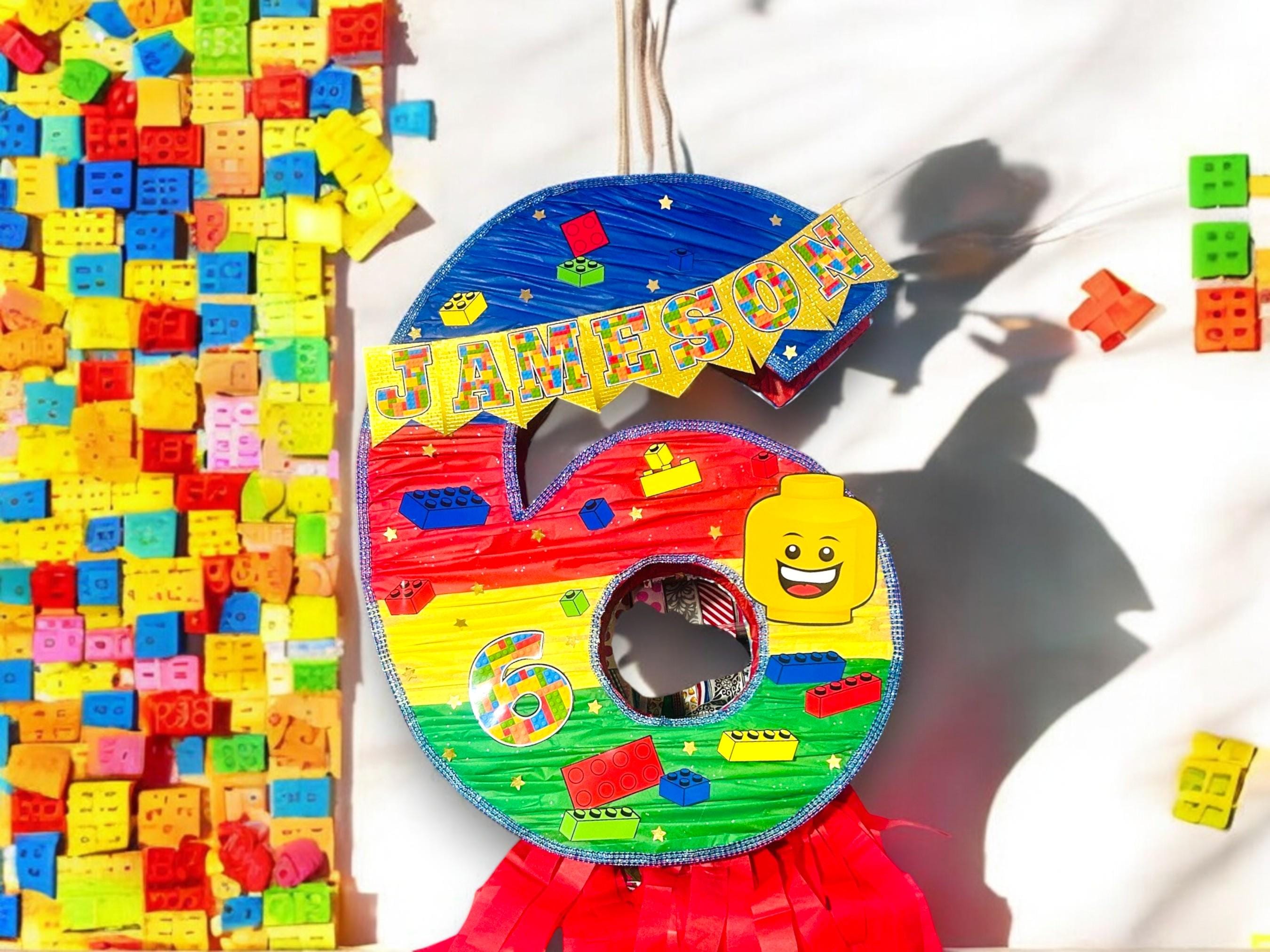 Building Blocks Number Pinatas from 1 to 9 Perfect Party Teens Kids Colorful Piñata for Birthday Building Block Party Personalized Pinatas.
