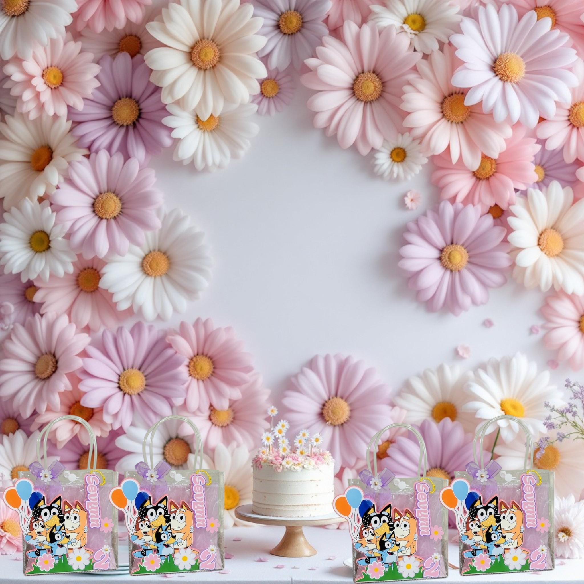 Clear Bluey Gift Bags with Daisies