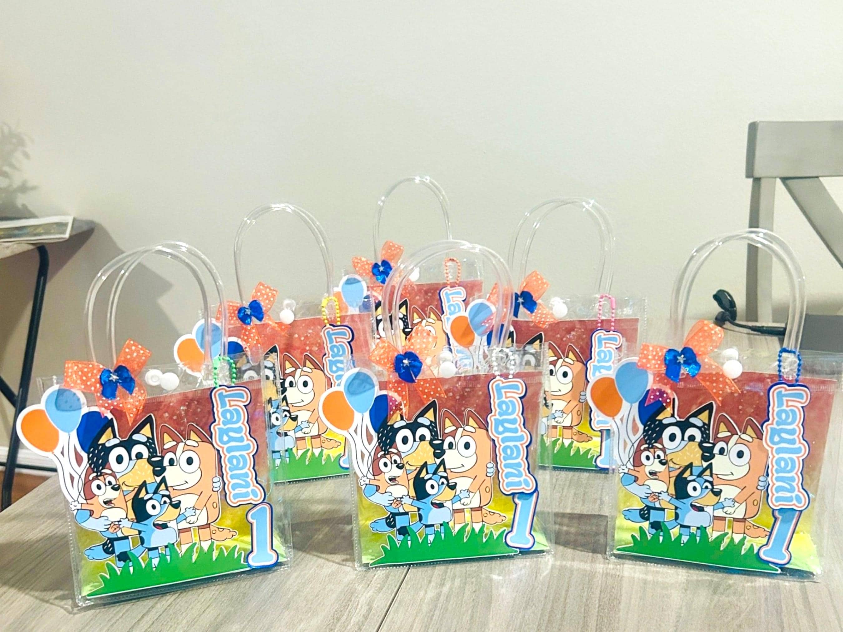 Transparent Personalized Bluey Gift Bags