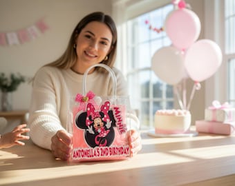 Personalized Minnie Mouse Party Favor Bags: Pink Celebration Theme