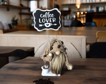 Coffee Gnome Decor: Tiered Tray Coffee Bar, Coffee Lover Gift