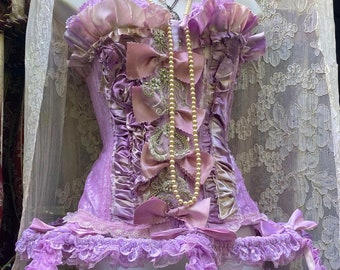 French Rococo costume Marie Antoinette  purple lavender pink bustier cage skirt bows medium or custom  by vintage opulence on Etsy