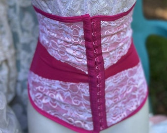 Pink waist cincher   pin up burlesque  XXS   from vintage opulence on Etsy