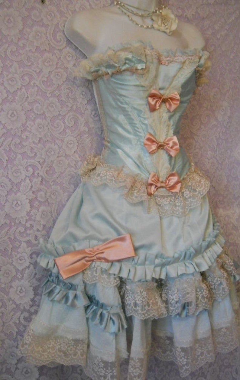 Powder blue pink Marie Antoinette inspired outfit custom by vintage opulence on Etsy image 3